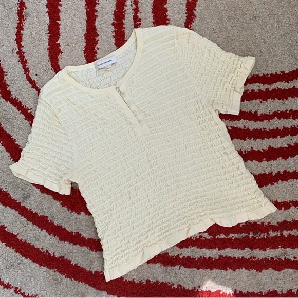 CLUB MONACO WHITE POPCORN TOP - Picture 1 of 8